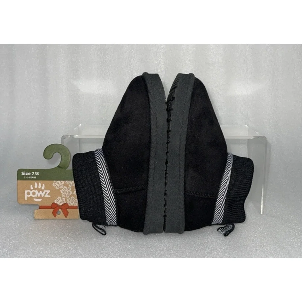 Pawz by Bearpaw Toddler Size 7/8 Fleece Lined Faux‎ Fur Slipper Boots Black NEW
